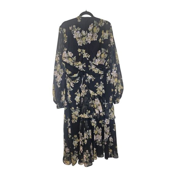 ASOS Design Wrap Waist Floral Midi Dress - Size 22 - Picture 3 of 10